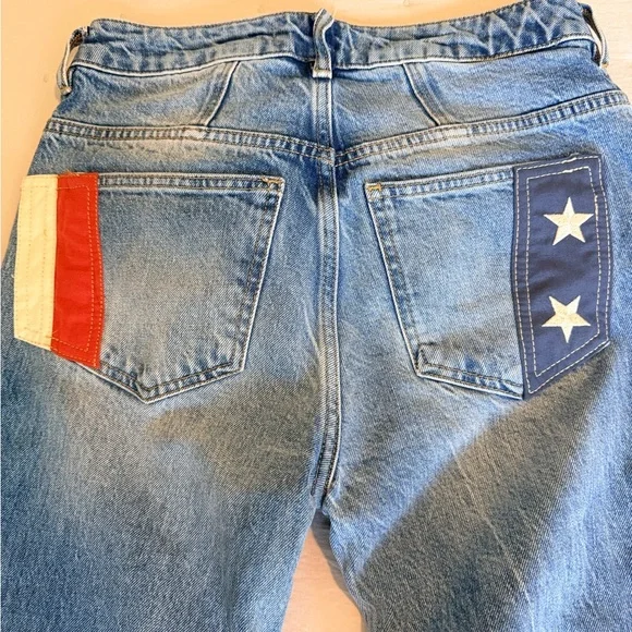 Free People Blue and Red Star Flare Jeans - Picture 7 of 10